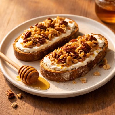 Toast with nuts and honey