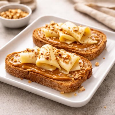 Toast with peanut butter and cheese
