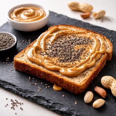 Toast with peanut butter and chia seeds
