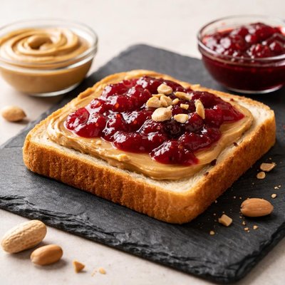 Toast with peanut butter and jelly