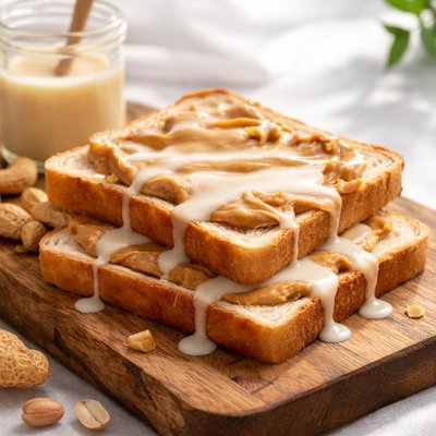 Toast with peanut butter and sweet milk