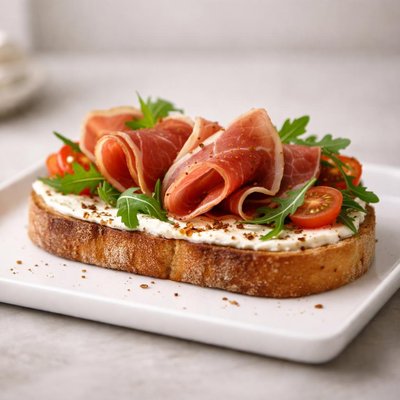 Toast with prosciutto