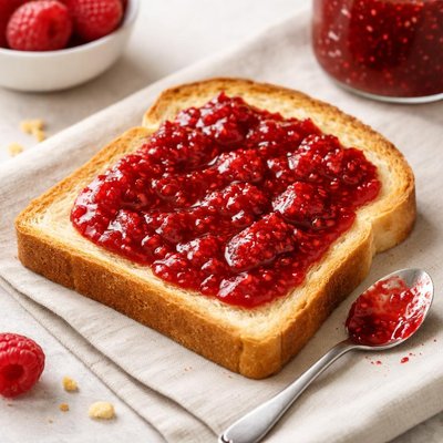 Toast with raspberry jam