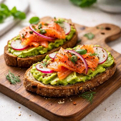 Toast with smoked salmon and avocado