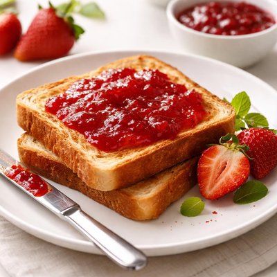 Toast with strawberry jam