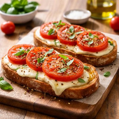 Toast with tomato and cheese