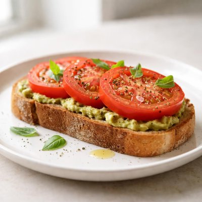 Toast with tomato slices