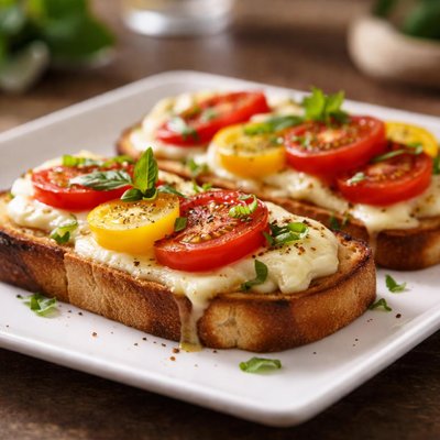 Torrada com tomate e queijo