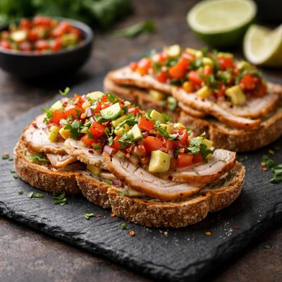 Toast with turkey and salsa