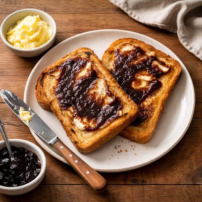 Toast with vegemite and butter