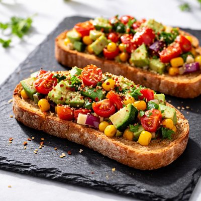 Toast with vegetable mix