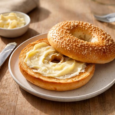 Toasted bagel with butter