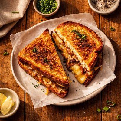 Toasted cheese and onion sandwich