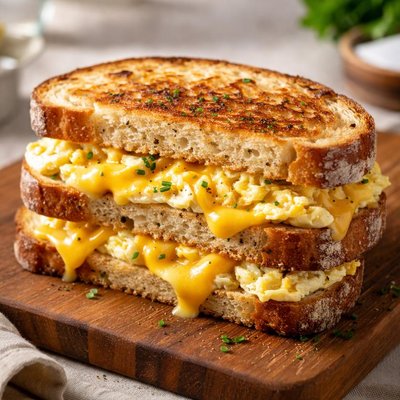 面包框烤蛋芝士三明治