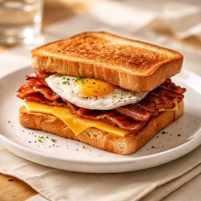 Egg bacon and cheese tostado