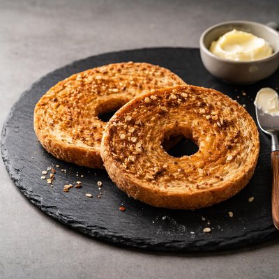 Toasted whole wheat bagel
