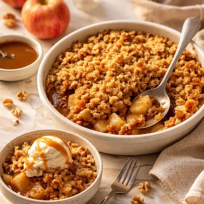 Toffee apple crumble