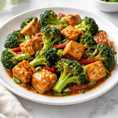 Tofu and broccoli stir-fry