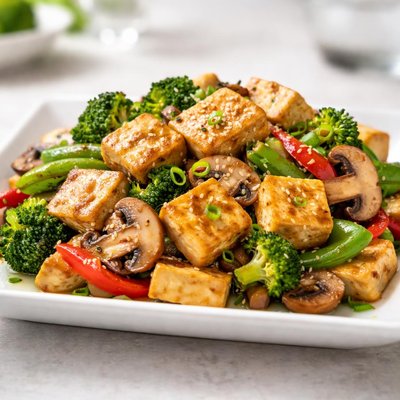 Tofu and mushroom stir-fry
