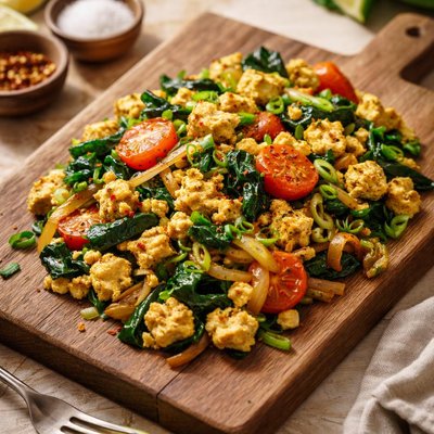 豆腐菠菜洋葱炒蛋