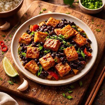 Tofu with black beans