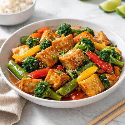 Tofu with vegetables in sauce