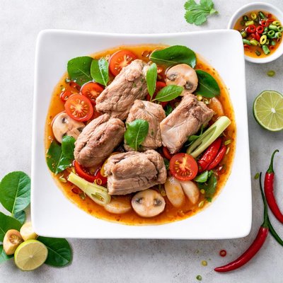 Tom yum soup with pork ribs