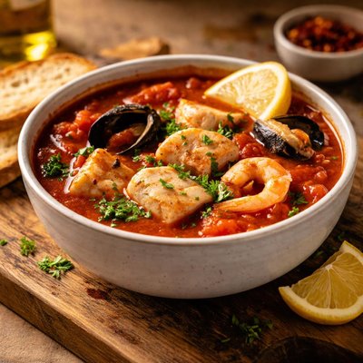 Tomato-based fish soup