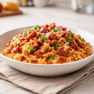 Tomato and bacon risotto
