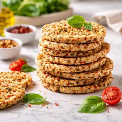 Tomato and basil rice cake