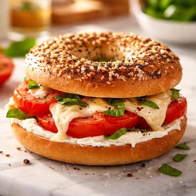 Tomato and cheese bagel