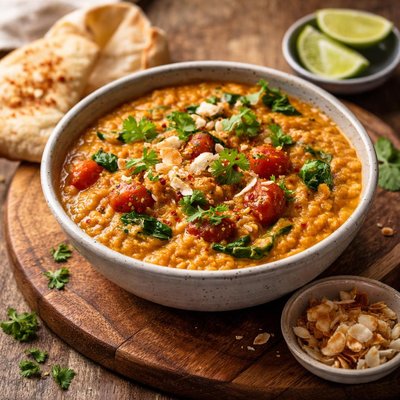 Tomato and coconut dahl