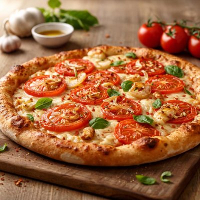 Tomato and garlic pizza