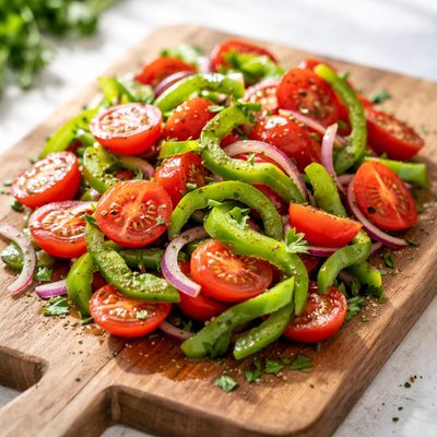Tomato and green pepper salad