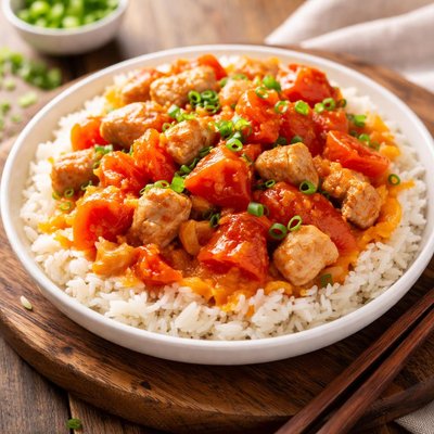 أرز بالطماطم واللحم الخنزير