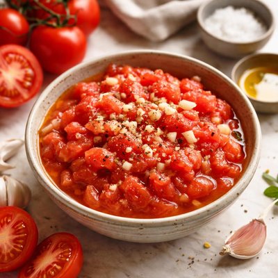 Tomato flesh with garlic