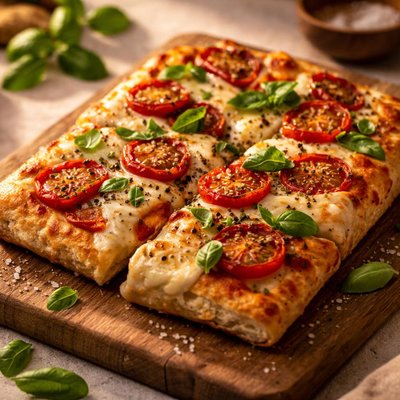 Tomato mozzarella focaccia