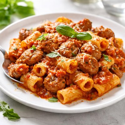 Tomato pasta with sausage