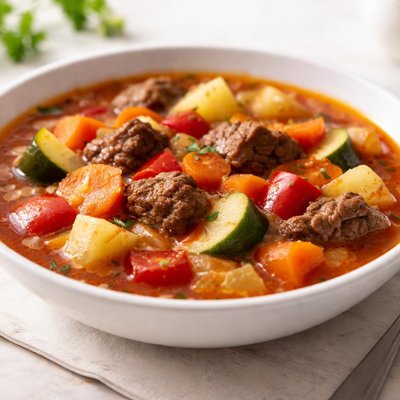 番茄 土豆 胡萝卜 青椒 洋葱 小瓜 肉 汤