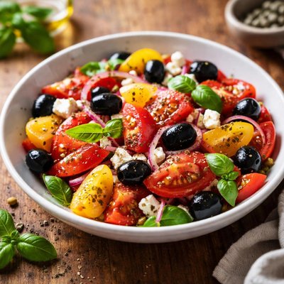 Tomato salad with feta and olives