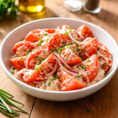 Tomato salad with mayonnaise