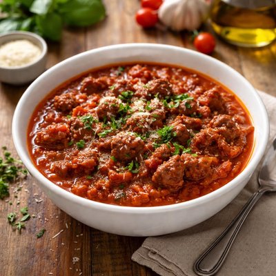Tomato sauce with beef