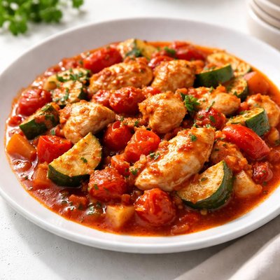 Tomato sauce with chicken and vegetables