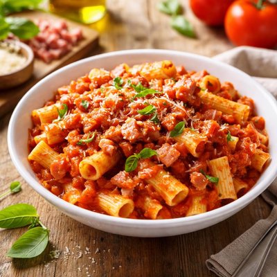Tomato sauce with ham meat