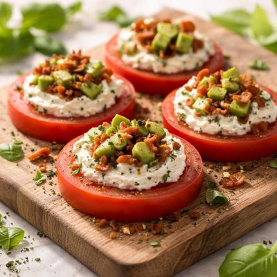 Tomato slice with topping