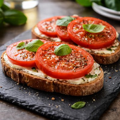 Tomato slices on bread