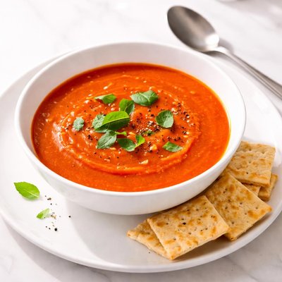 Tomato soup with crackers