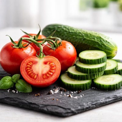 Tomatoes and cucumber