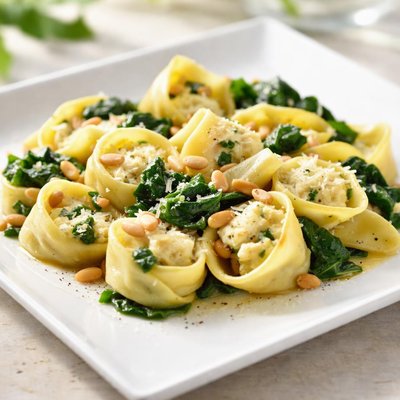 Tortelloni with cheese and spinach