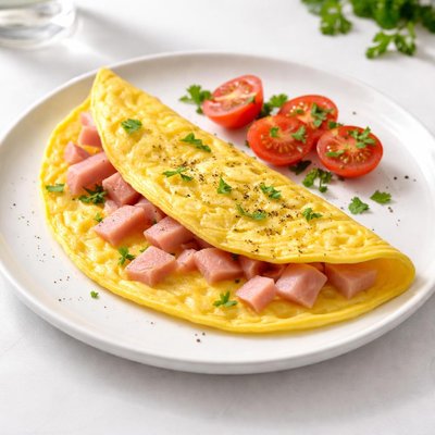 Tortilla francesa de dos huevos con jamón york